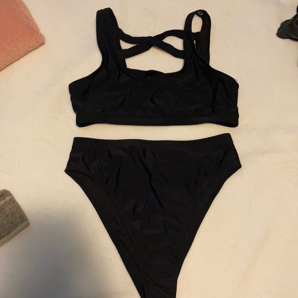 2 piece sport bra style high waist SHEIN bikini